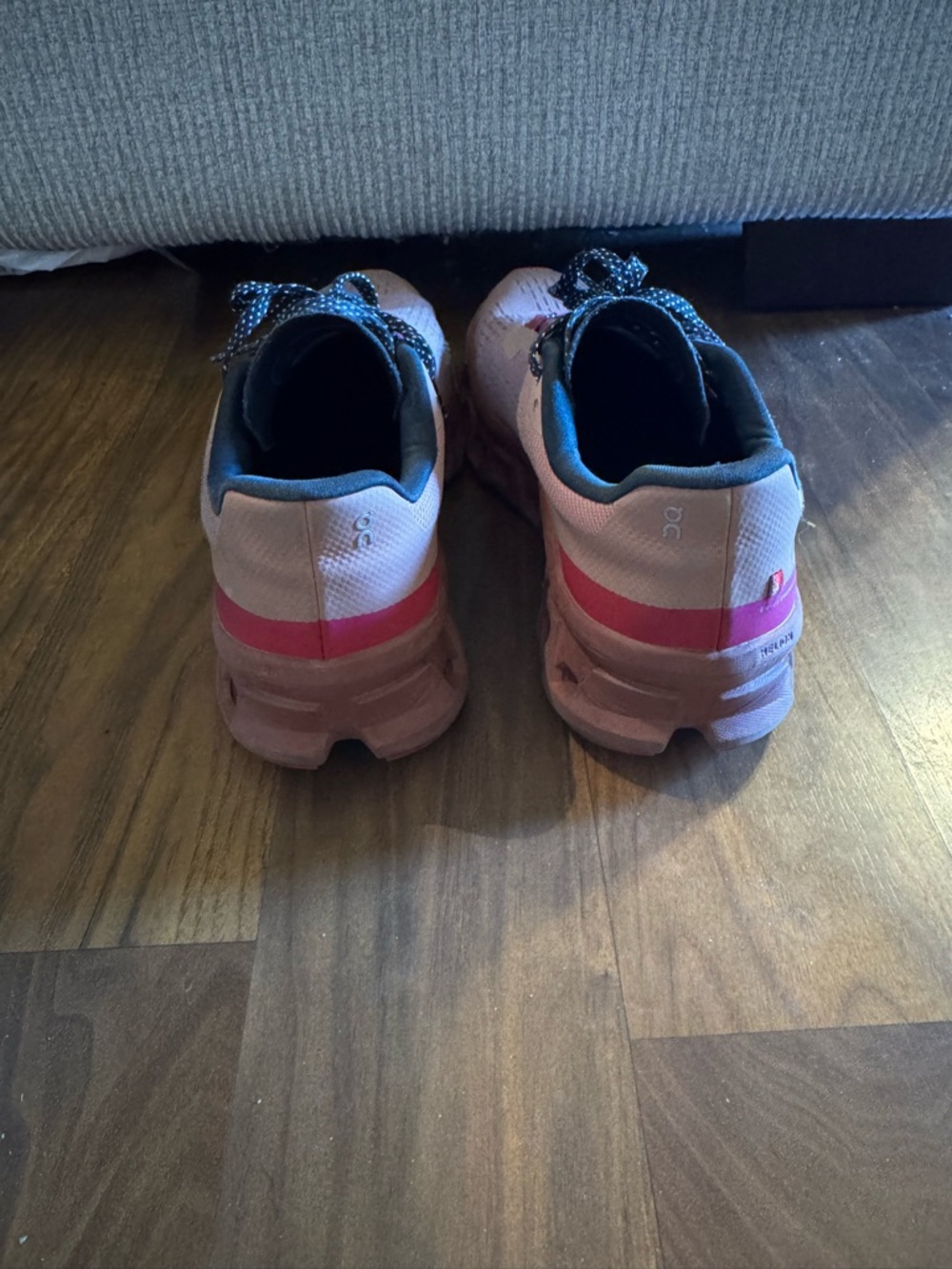 On Cloudmonster Women's Peach & Hot Pink Running Shoes - Picture 3 of 6